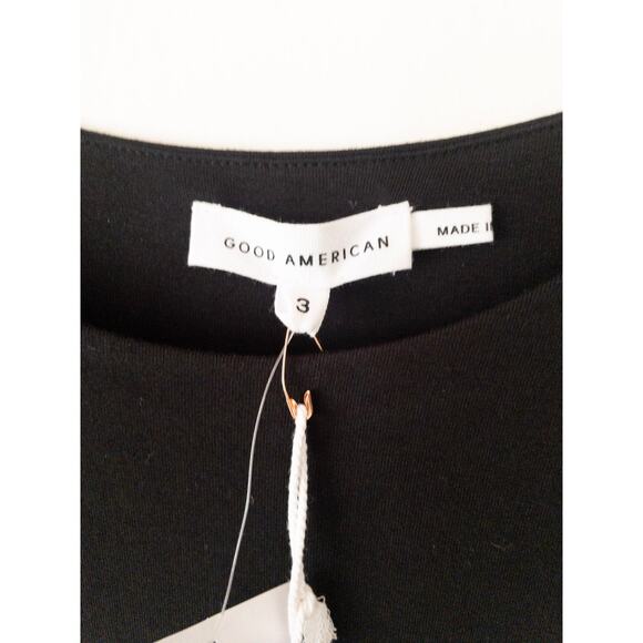 Good American Good Touch Super Stretch T-Shirt Minidress in Black001 NWT - Picture 5 of 6